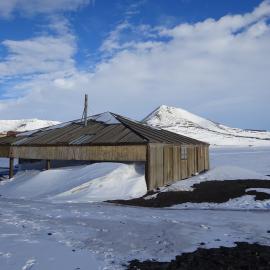 2017-18 Scott's 'Discovery' hut, exterior, North and West elevations