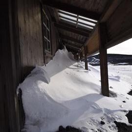2017-18 Scott's 'Discovery' hut, exterior, North verandah interior