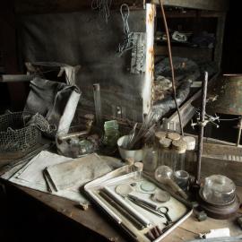 2017-18 Scott's 'Terra Nova' hut, interior, Biology area artefacts