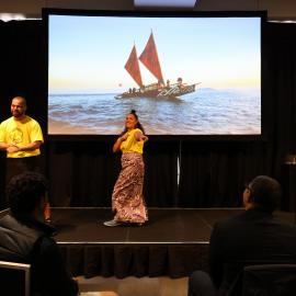 2023 Faumuina Felolini Maria Tafuna'I speaking at the Explorer Conference (001)