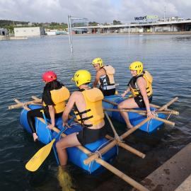 2023 Students with their completed rafts at the Explorer Conference (003)