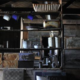 2018-19 Bulkhead shelves inside Scott's 'Terra Nova' hut, Cape Evans