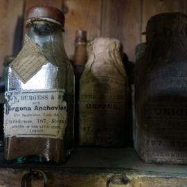 2018-19 Bottle of anchovies inside Scot's 'Terra Nova' hut, Cape Evans