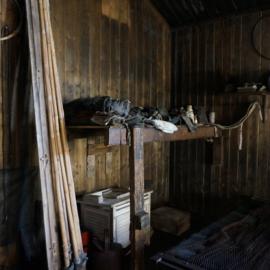 2018-19 Bamboo tent poles n the Mess Deck, Scott's 'Terra Nova' hut, Cape Evans