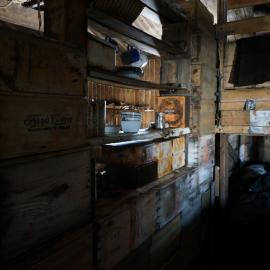 2018-19 Bulkhead shelves inside Scott's 'Terra Nova' hut, Cape Evans