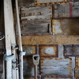 2018-19 Skis in the Annexe inside Scott's 'Terra Nova' hut, Cape Evans