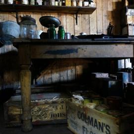 2018-19 Galley table inside Scott's 'Terra Nova' hut, Cape Evans