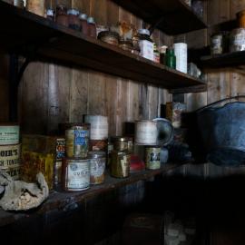 2018-19 Galley shelves inside Scott's 'Terra Nova' hut, Cape Evans