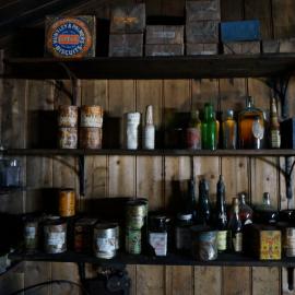 2018-19 Galley shelves inside Scott's 'Terra Nova' hut, Cape Evans