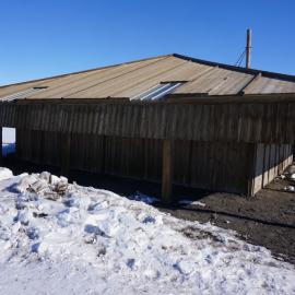 2018-19 East wall of Scott's 'Discovery' hut, Hut Point