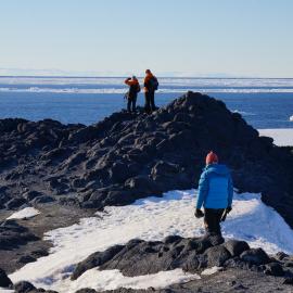 2018-19 AHT team members on a walk near Cape Royds