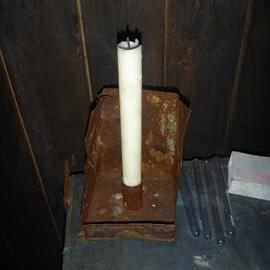Improvised candle holder in Scott's 'Terra Nova' hut 