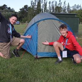 Young Inspiring Explorers with their pitched tent