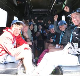 Young Inspiring Explorers preparing for a Hägglunds ride