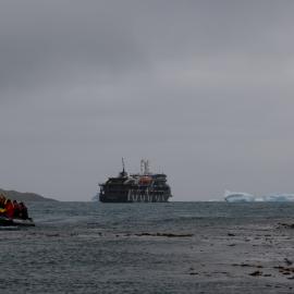 Inspiring Explorers and passengers in a Zodiac, Elsehul Bay