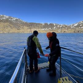 Inspiring Explorer Jenny Sahng taking readings in Godthul