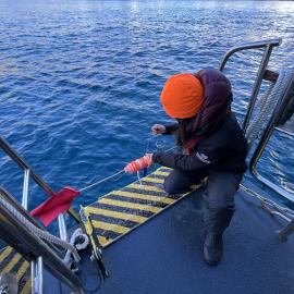 Inspiring Explorer Jenny Sahng taking readings in Godthul