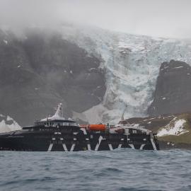 The 'Magellan Explorer' at Gold Harbour, South Georgia