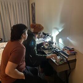 Inspiring Explorers look at samples on board the 'Magellan Explorer'