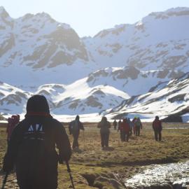 An Inspiring Explorer during a walk to Shackleton's waterfall, Stromness