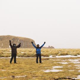 Inspiring Explorer Kaitlyn Martin and AHT staff member Mike Barber on Salisbury Plain, South Georgia