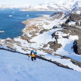 Inspiring Explorer ascending Mount Hodges 