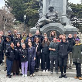 Visiting Ferdinand Magellan statue, Punta Arenas