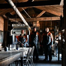2021-22 AHT's Al Fastier, Zack Bennett, and John Taylor inside Scott's 'Terra Nova' hut (001)