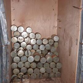 2010-11 Tins of consolidated pea soup inside Shackleton's 'Nimrod' hut