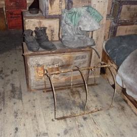 2010-11 Brocklehurst's leg protector inside Shackleton's 'Nimrod' hut