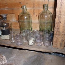 2010-11 Empty jars and bottles inside Shackleton's 'Nimrod' hut