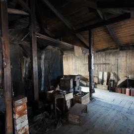 Main space in Scott's 'Discovery' hut, looking East
