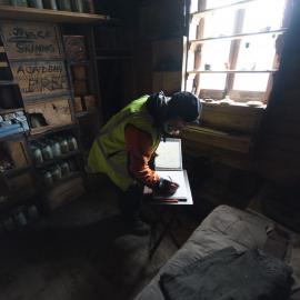 Al Fastier in Shackleton's 'Nimrod' hut