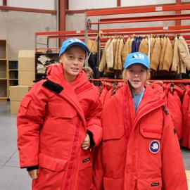 Young Inspiring Explorers TÄmati and Maddy wearing USAP gear