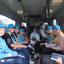 Young Inspiring Explorers ride in Hägglunds at the International Antarctic Centre (002)
