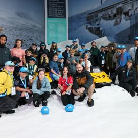 Group photo at the International Antarctic Centre at the Young Inspiring Explorers Summit