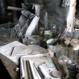 2014-15 Scott's 'Terra Nova' hut, interior, Biology area scientific equipment
