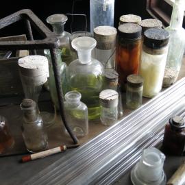 2014-15 Scott's 'Terra Nova' hut, interior, Biology area scientific equipment