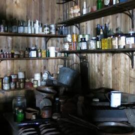 2014-15 Scott's 'Terra Nova' hut, interior, Galley area artefacts