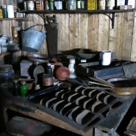 2014-15 Scott's 'Terra Nova' hut, interior, Galley area artefacts