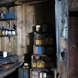 2014-15 Scott's 'Terra Nova' hut, interior, Galley area artefacts