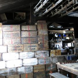 2014-15 Scott's 'Terra Nova' hut, interior, bulkhead provision boxes