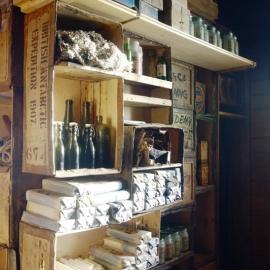 2009-10 Cape Royds, Shackleton's 'Nimrod' hut interior, shelving outside Darkroom 