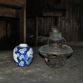 2013-14 Artefacts on the Wardroom table inside Scott's 'Terra Nova' hut