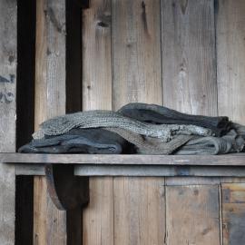 2013-14 Socks stacked inside Scott's 'Terra Nova' hut, Cape Evans