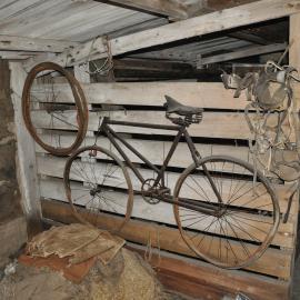 2013-14 Bicycle hanging in the Stables inside Scott's 'Terra Nova' hut, Cape Evans