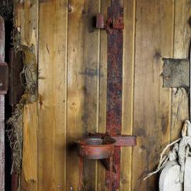 2013-14 Fire extinguisher bracket inside Scott's 'Terra Nova' hut, Cape Evans (002)