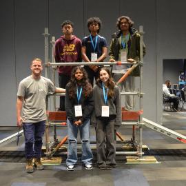 2024 Students with completed scaffolding bridge