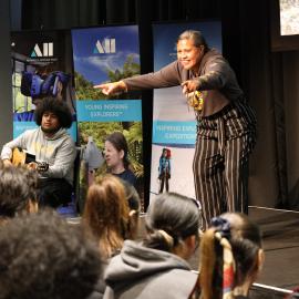 2024 Faumuina Felolini Maria Tafuna'I speaking at the Explorer Conference